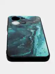 Тёмно-бирюзовый силиконовый чехол для Vivo Y35 4G, с принтом, с рисунком (Виво у35 4г)