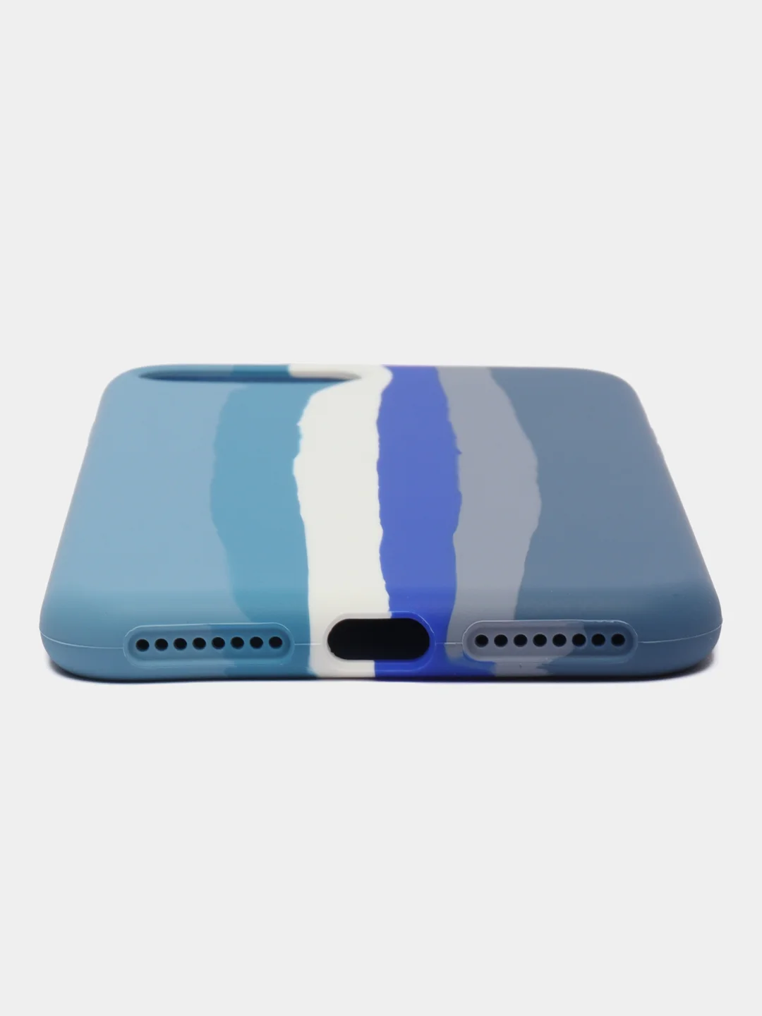Синий чехол Silicone Case для iPhone 7 Plus/8 Plus, с полосами