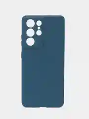 Синий чехол для Samsung Galaxy S21 Ultra (Самсунг С21 ультра) Силиконовый, c защитой камеры