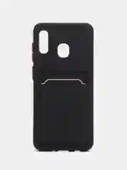 Черный чехол для Samsung Galaxy A20 / A30 (Самсунг Галакси А20 / А30), с карманом для карт