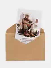 Индиго открытка с крафт конвертом "Дедушке", 8 разных вариантов, 10 х 14,8 см