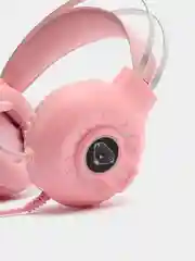 Розовый наушники игровые, с микрофоном и RGB подсветкой, объемный звук