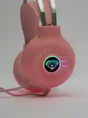 Розовый наушники игровые, с микрофоном и RGB подсветкой, объемный звук