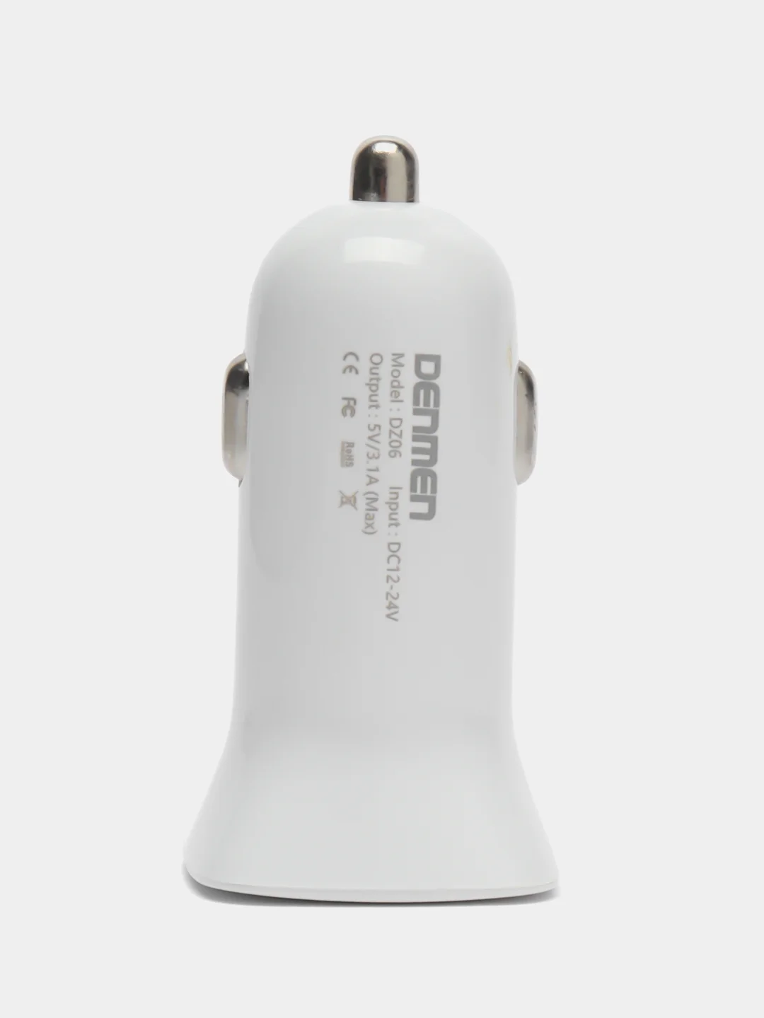 Белый автомобильное зарядное устройство, 2 разъема USB