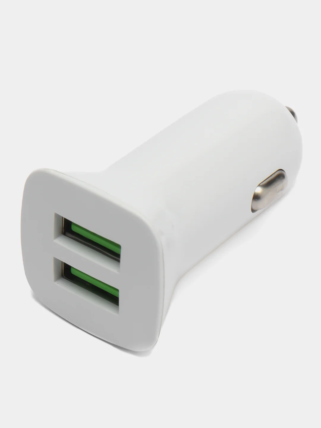 Белый автомобильное зарядное устройство, 2 разъема USB