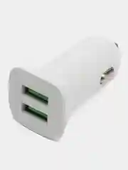 Белый автомобильное зарядное устройство, 2 разъема USB