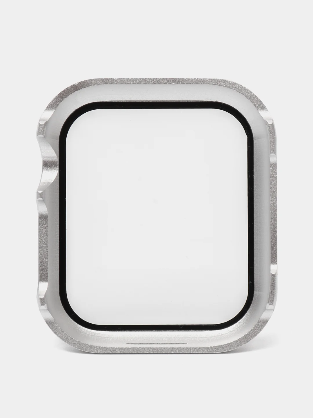 Серебряный защитный металлический бампер со стеклом для Apple Watch
