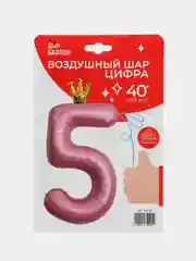 Розовый воздушные шары "Цифра" с короной, 102см