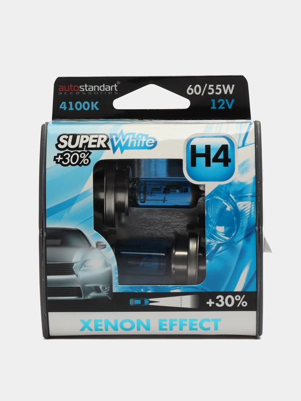 Лампы галогенные головного света "Super White" H4, 12В, 60/55Вт ближний/дальний свет