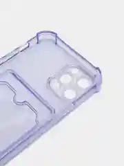 Сиреневый силиконовый неоновый чехол с визитницей для iPhone 12 / 12Pro / 13 / 13Pro / 13Pro max