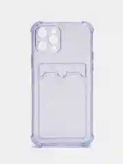 Сиреневый силиконовый неоновый чехол с визитницей для iPhone 12 / 12Pro / 13 / 13Pro / 13Pro max