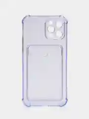 Сиреневый силиконовый неоновый чехол с визитницей для iPhone 12 / 12Pro / 13 / 13Pro / 13Pro max