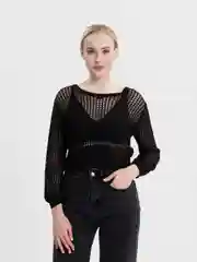 Черный кофта женская тонкая, вязаная в сеточку, летняя, свитер - сетка
