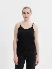 Черный атласный базовый женский топ
