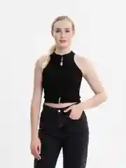 Черный топ женский базовый, укороченный, кроп-топ, майка короткая, топик