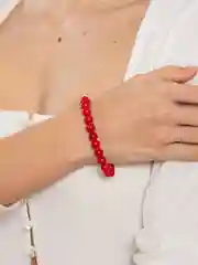 Браслет красный, из коралла, 8 мм, подарочный мешочек