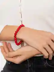 Браслет красный, из коралла, 8 мм, подарочный мешочек