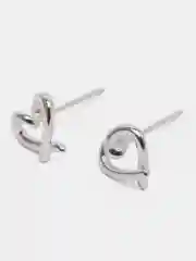 Серебряный серьги гвоздики "Сердечки", сережки в форме сердца