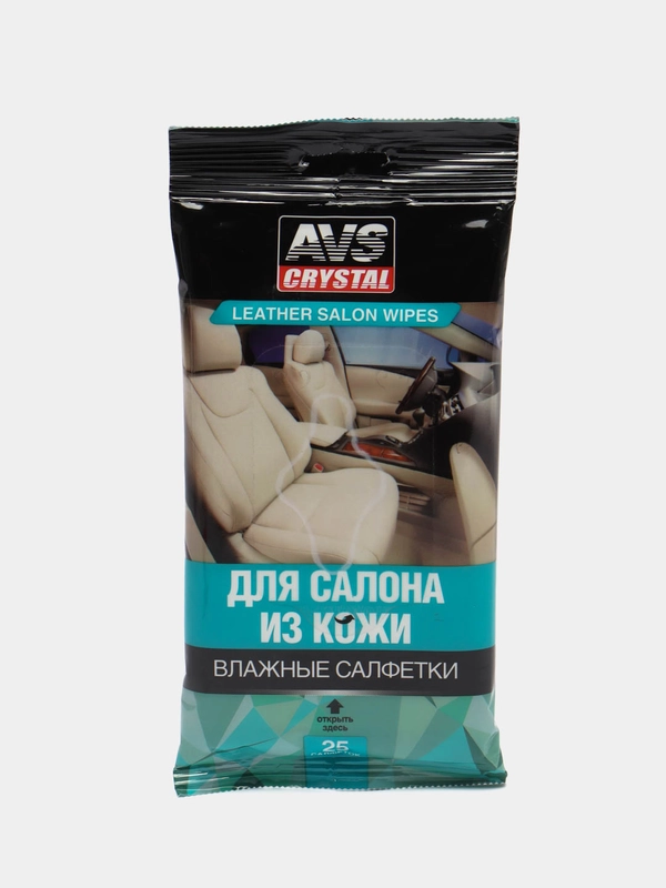 Влажные салфетки для салона из кожи AVS, 25 штук