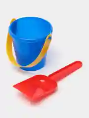 Синий набор для игры в песке: ведёрко, лопатка, грабелька, 4 формочки