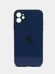 Синий чехол для iPhone 11, силиконовый, со стеклянной панелью