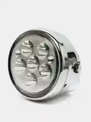 Фара Альфа светодиодная, круглая, пластиковая, хром, 6 SMD LED диодов
