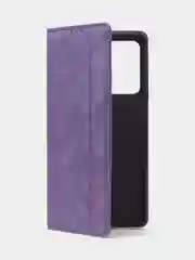 Фиолетовый чехол-книжка для Redmi Note 12 Pro 5G / Redmi Note 12 Pro Plus 5G из нубука Super Creative