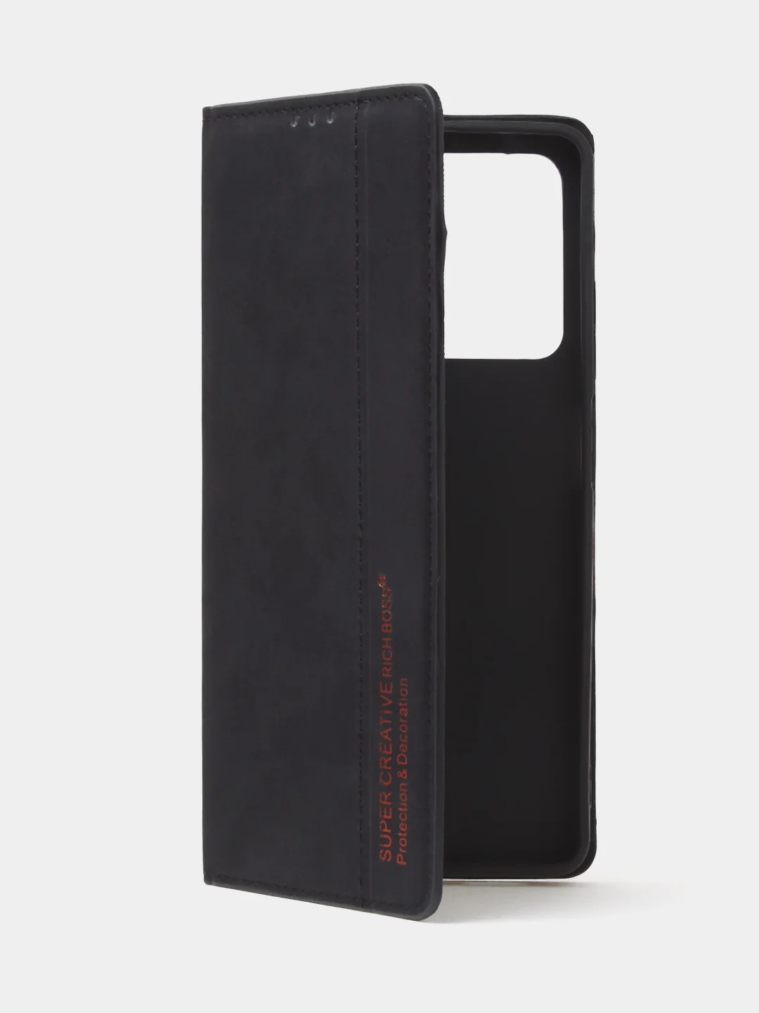 Черный чехол-книжка для Redmi Note 12 Pro 5G / Redmi Note 12 Pro Plus 5G из нубука Super Creative