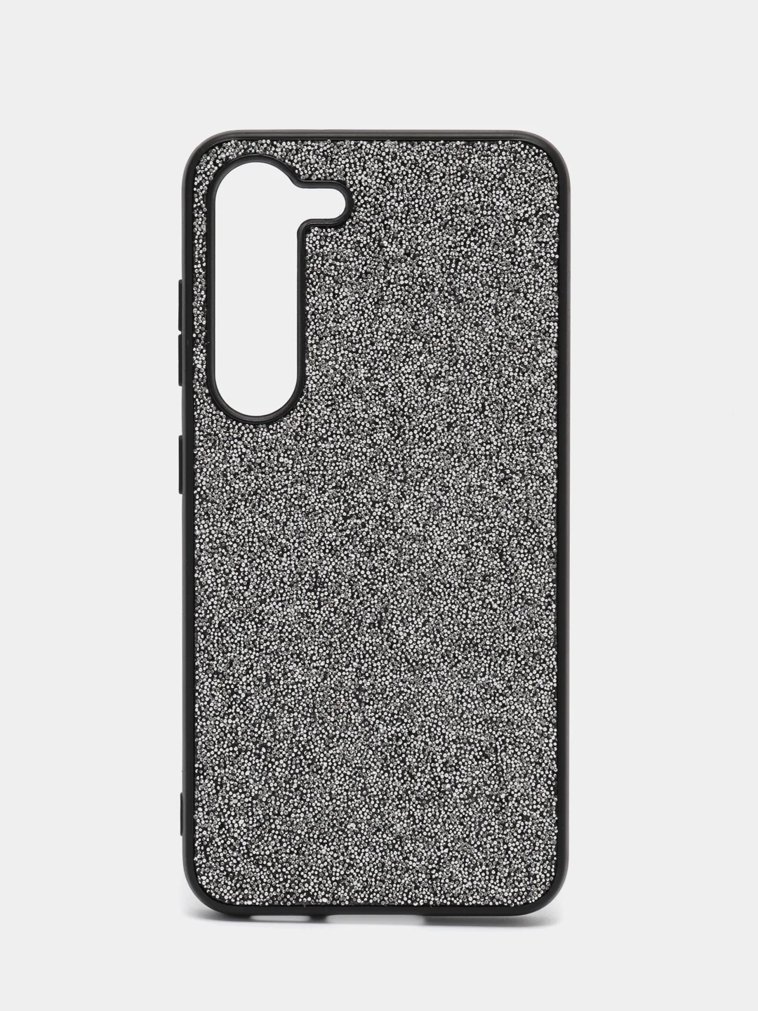 Серебряный блестящий чехол для Samsung Galaxy S23 пластиковый ROSCO со стразами силиконовая окантовка
