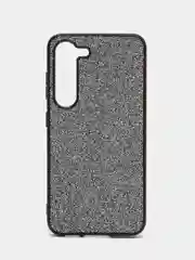 Серебряный блестящий чехол для Samsung Galaxy S23 пластиковый ROSCO со стразами силиконовая окантовка