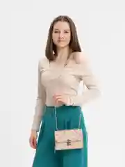 Бежевый сумка маленькая, через плечо, на цепочке