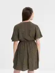 Зелёный хаки платье женское офисное повседневное свободного кроя