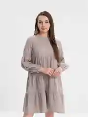 Серый платье хлопок-лен, рукава фонарик