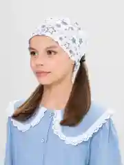 Белый косынка для девочек хлопковая, косынка детская, на резинке, бандана для девочки