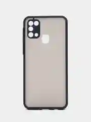 Темно-синий чехол пластиковый Samsung Galaxy M31 (Самсунг Галакси М31), матовый, с цветными кнопками