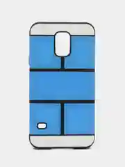 Голубой пластиковый противоударный чехол Samsung S5 клетка