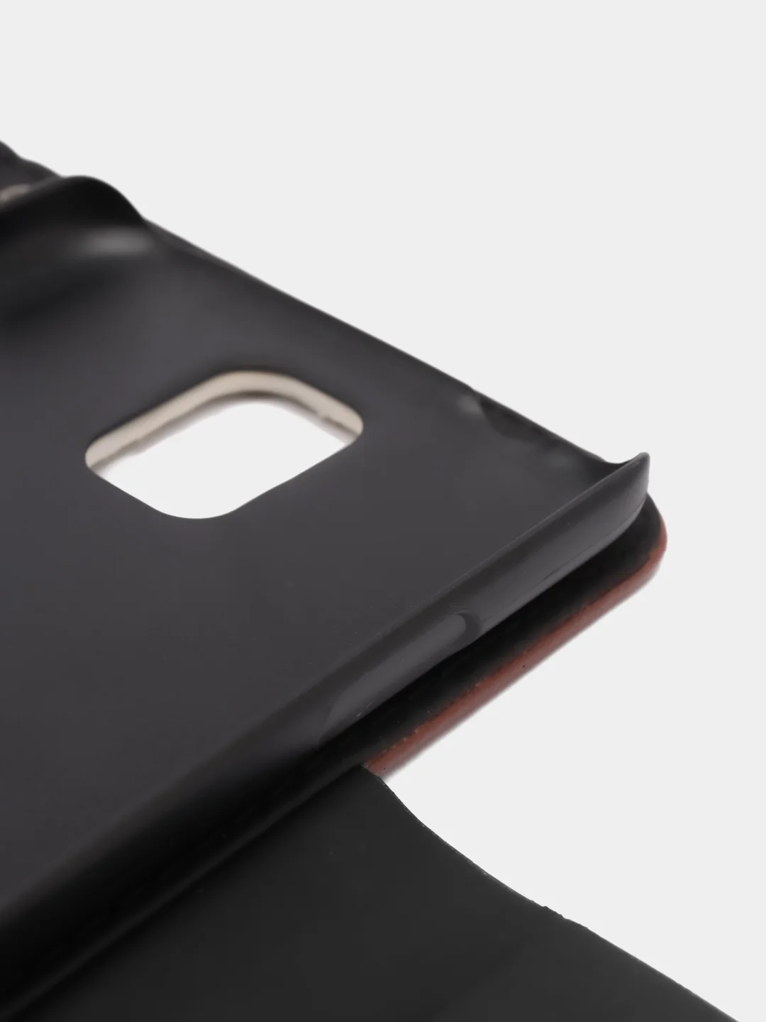 Коричневый чехол-книга с рисунком и бантиком Samsung S5, с картхолдером