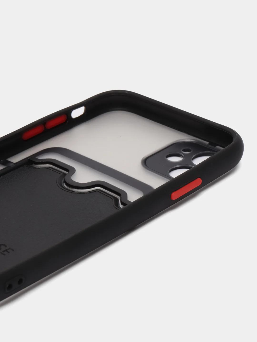 Черный чехол на iPhone XR, X, XS, 11, 12, 12Pro, 13, 13 Pro, с карманом для карт