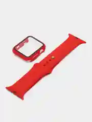 Красный бампер с защитным стеклом и ремешком для Apple Watch 38/40/41/42/44/45/49