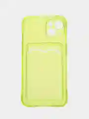 Желтый чехол для iPhone 7/8 Plus/XR/11/12/13/Pro/Pro Max, силиконовый, с карманом для карт