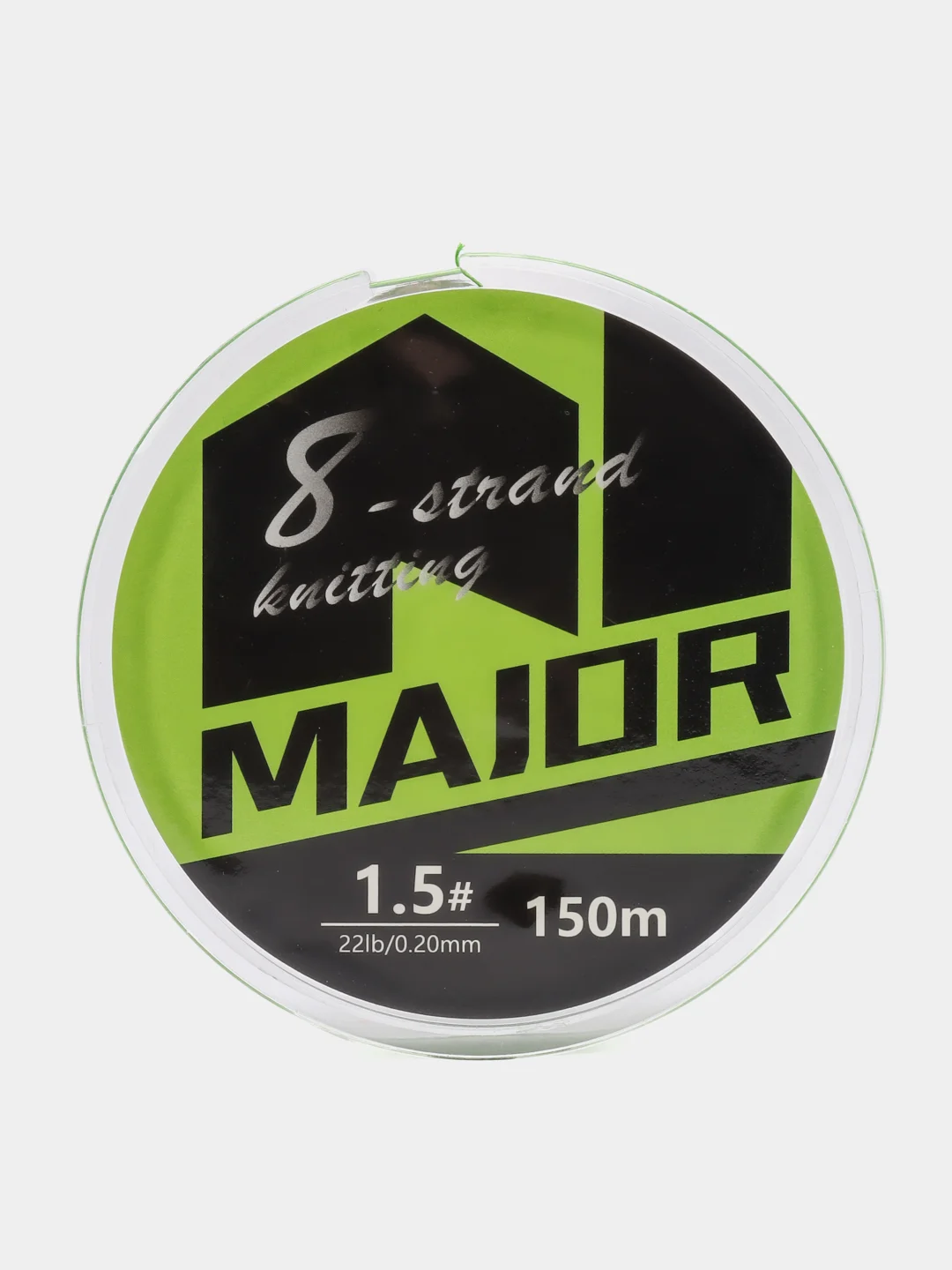 Лайм рыболовная леска, шнур плетёный MAJOR, 8 жил, 100/150 м, 9 диаметров, 3 цвета