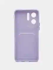 Сиреневый силиконовый чехол для Vivo Y16 (Виво У16), с карманом для карт