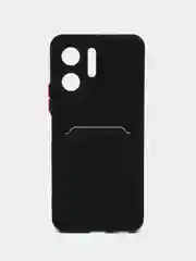 Черный силиконовый чехол для Vivo Y16 (Виво У16), с карманом для карт