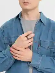 Черный кольцо стальное, 8 мм