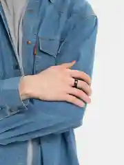 Черный кольцо стальное, 8 мм