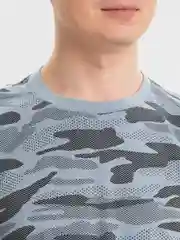 Синий футболка мужская, с принтом, хлопок