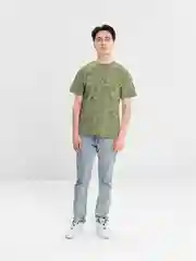 Зелёный хаки футболка мужская, с принтом, хлопок