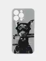 Серый силиконовый чехол на iPhone 13 Pro/Айфон 13 Pro прозрачный, с рисунком, защита камеры