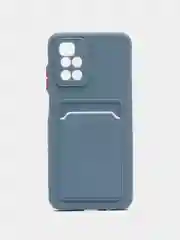 Синий меланж чехол для Xiaomi Redmi 10 (Редми 10), с карманом для карт