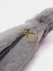 Серый пенал школьный Cat, меховая косметичка для девочки